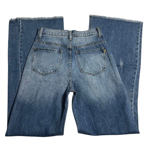 Vibrant Womens Jeans Juniors Size 5 Ripped Raw Hem Button Fly Wide Leg Denim - Picture 5 of 11